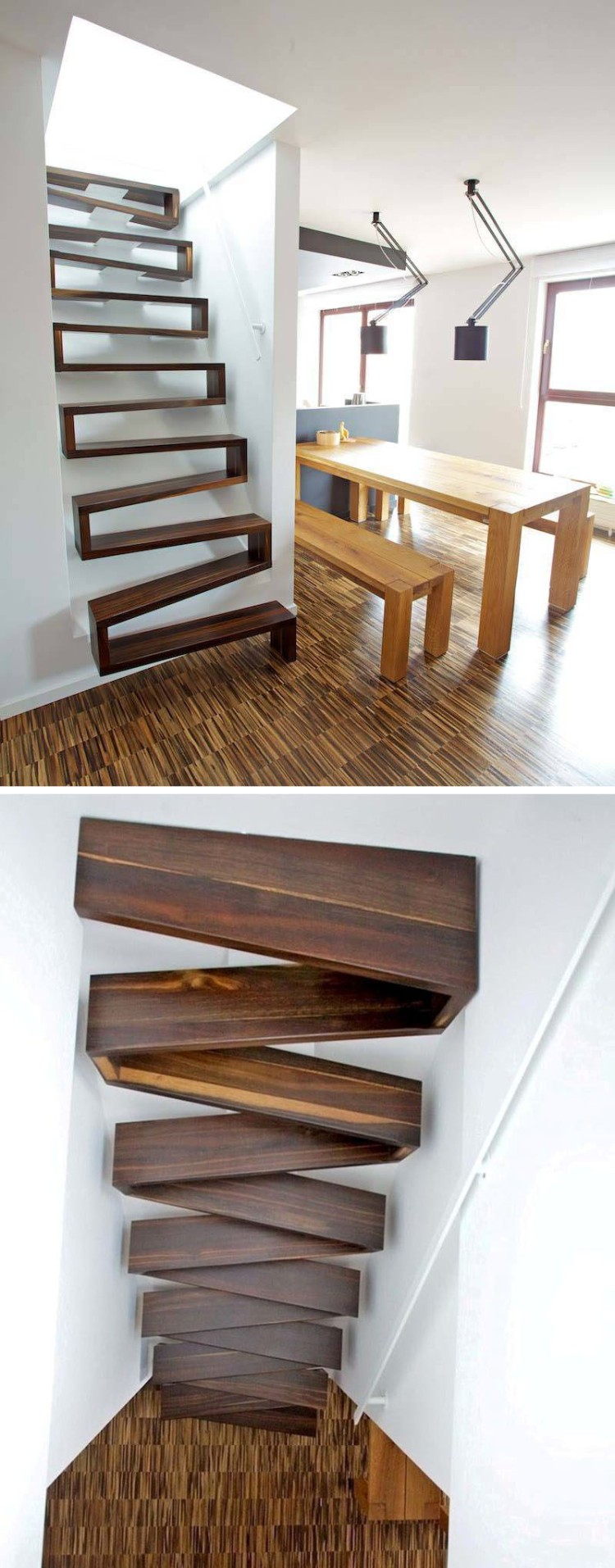 escalier moderne intérieur design japonais bois aménagement petit espace astuces modèles contemporains