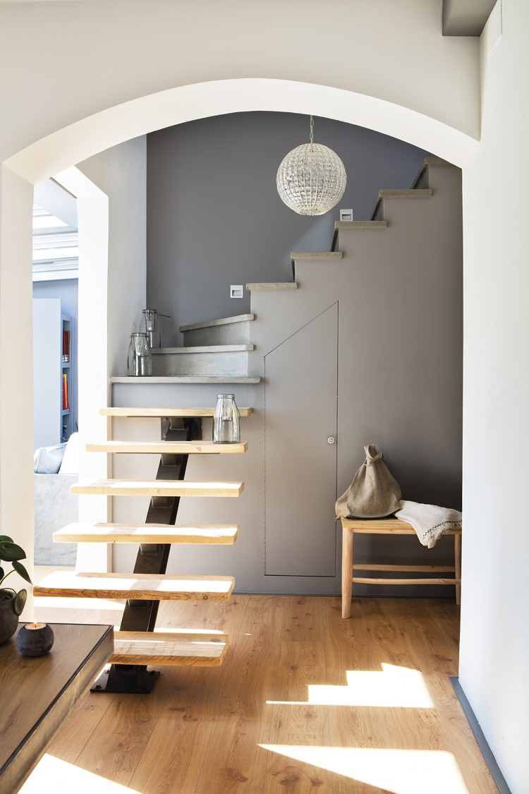escalier quart tournant bois fer design gain place parfait surfaces limitées