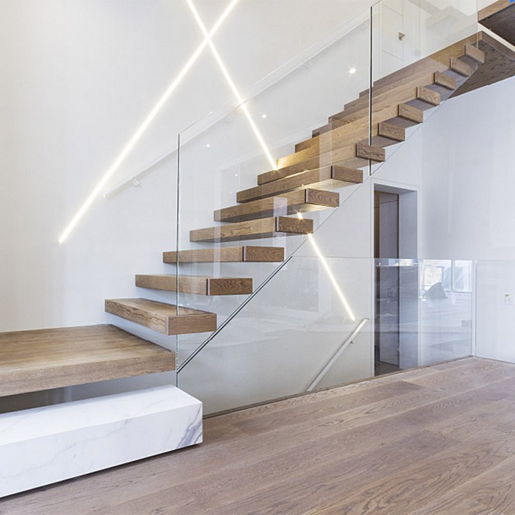 escalier quart tournant forme L idées originales aménagement intérieur contemporain