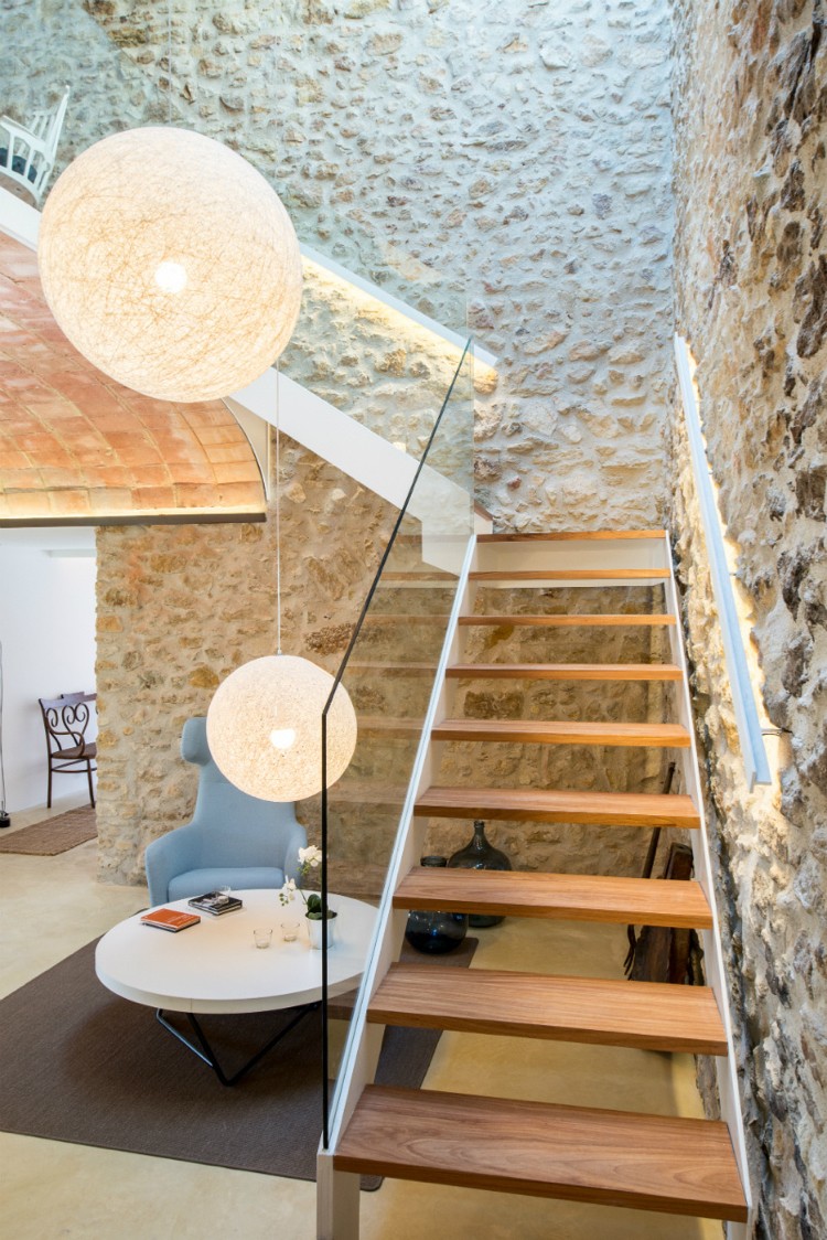 escalier quart tournant idée gain place design maison contemporaine