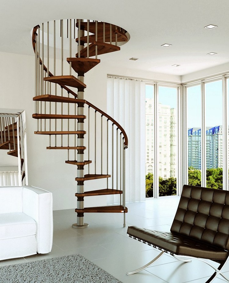 escaliers en colimaçon design moderne gain place idée aménagement petit appartement