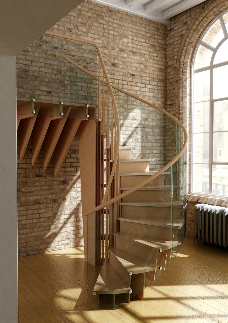 escaliers en colimaçon modèle adapté intérieur moderne idée gain place