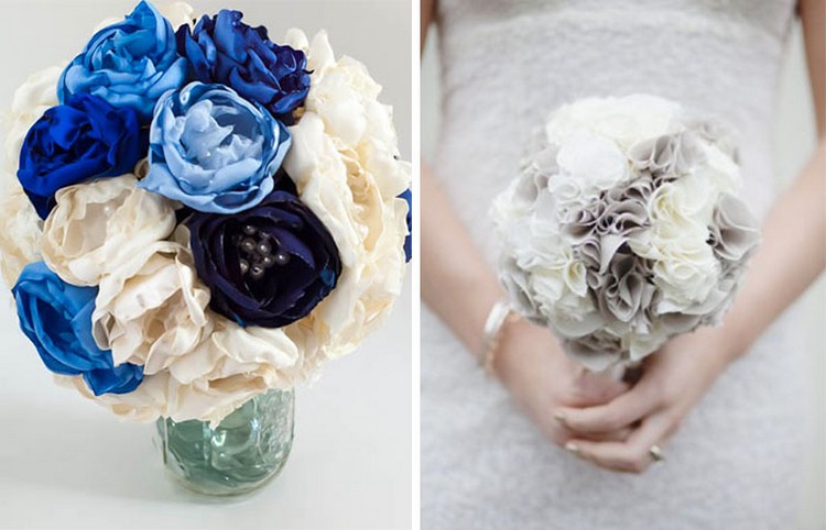 fleur en tissu fabriquer vous même idée DIY bouquet mariage original