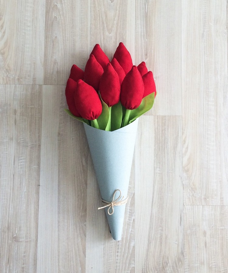 fleur en tissu originale bouquet tulipes idée cadeaux