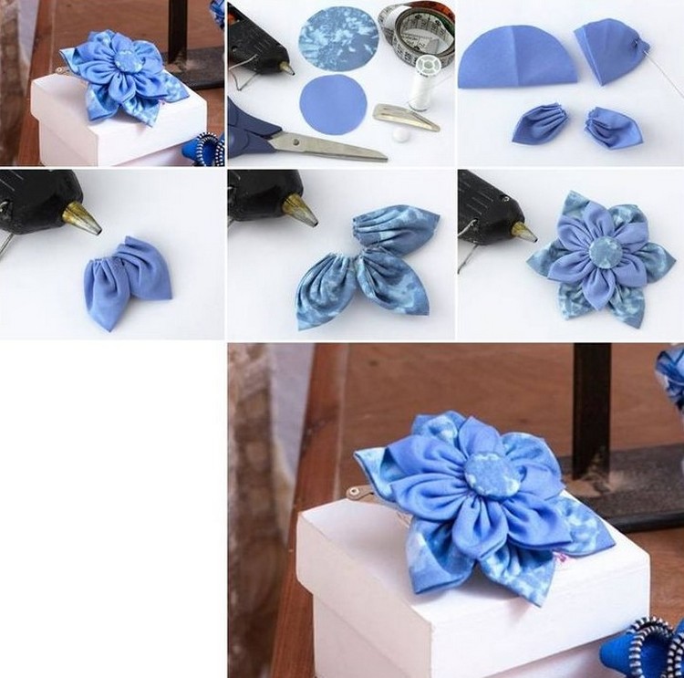 fleur en tissu pour créer décoration cadeaux emballage DIY original