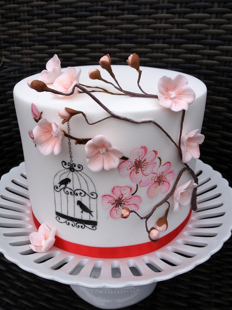 gâteau printemps décoration design fleurs de cerisier