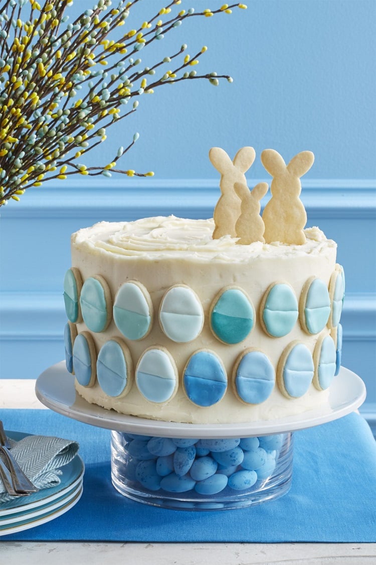 gâteau printemps lapins œufs de Pâques