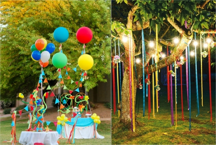 idées de décoration pour anniversaire multicolore pour une fête de plein air