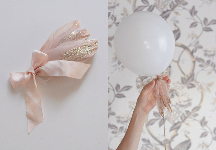 idée déco DIY bricolage original décoration bohème mariage ballon plumes pailletées