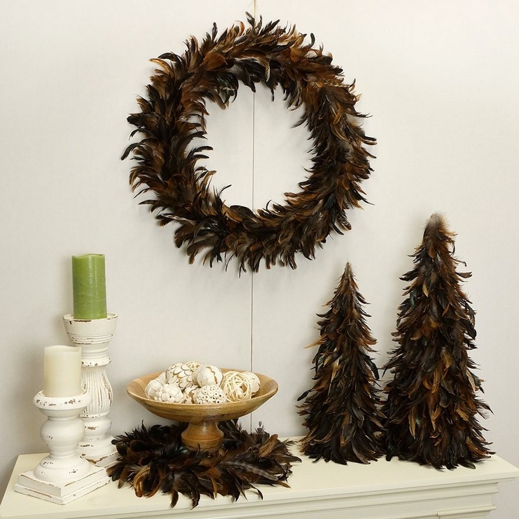 idée déco DIY couronne plumes idées décoration Noël