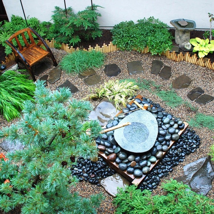 jardin japonais zen conseils aménagement plantes placement meubles quel point focal choisir