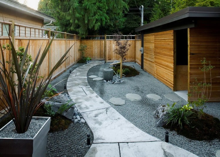 jardin japonais zen idée aménagement petite arrière cour