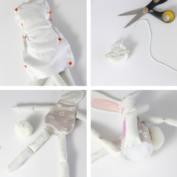 lapin de Pâques en coton peluche tutoriel rapide étapes par étapes idées bricolage images