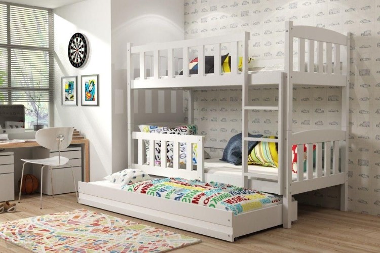 lit superposé moderne bois peint blanc design contemporain solution petite chambre enfant