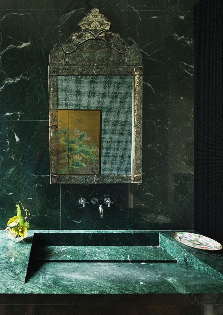 marbre vert salle de bain