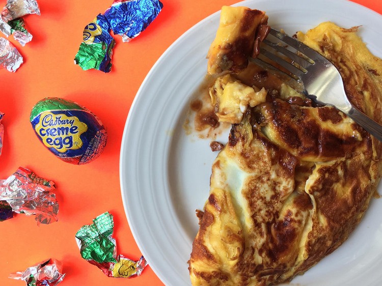 omelette de Pâques sucrée chocolat sucre poudre idée appétissante facile fin Carême 2018