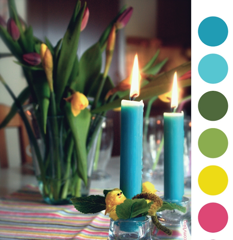 palette de couleurs pour table de Paques tons saturés attrayants
