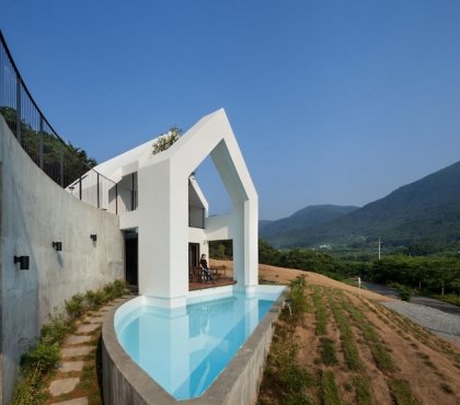 piscine beton mur soutenement beton baomaru house coree sud