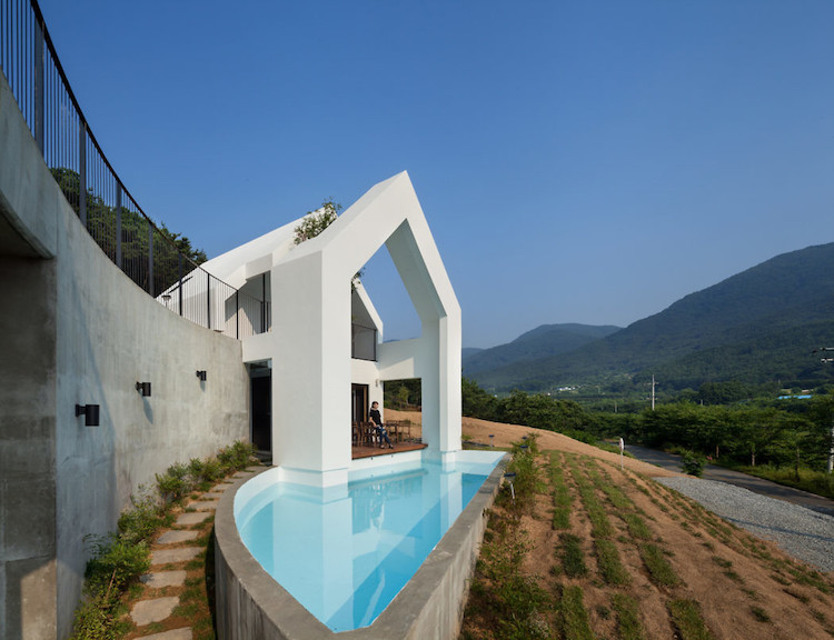 piscine beton mur soutenement beton baomaru house coree sud