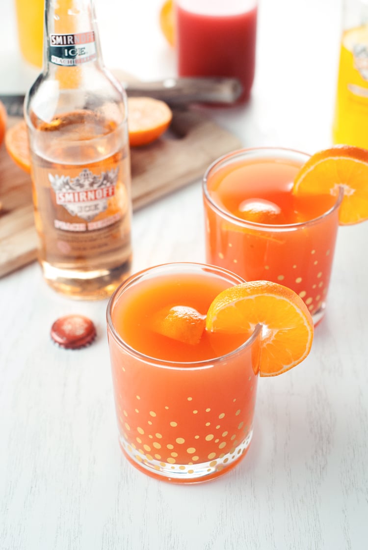 recettes de cocktails printaniers mimosa facile aux pêches garnie tranche orange