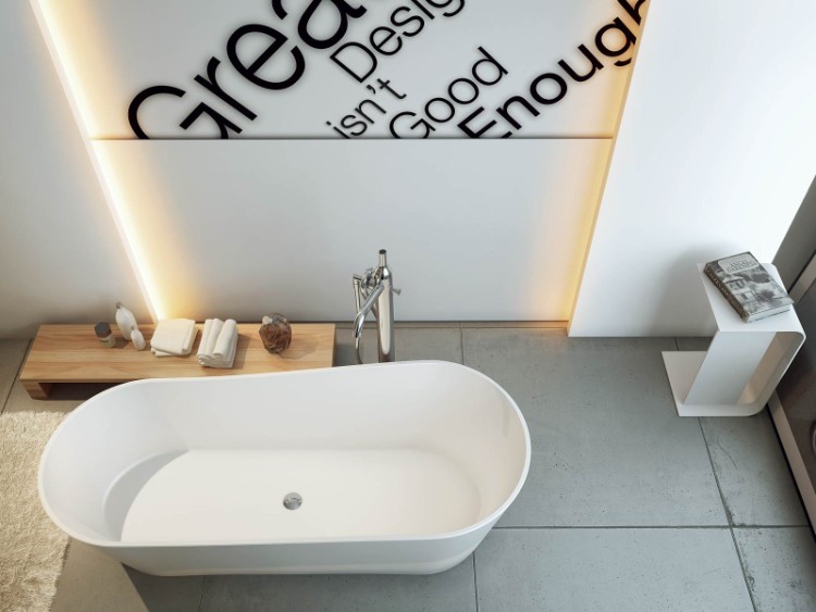 salle de bain moderne banc bois