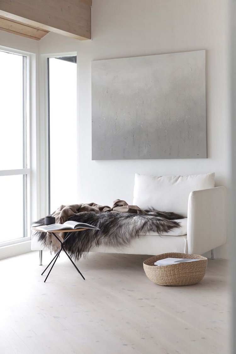 salon blanc et gris ambiance scandinave contemporaine tendances aménagement intérieur 2018
