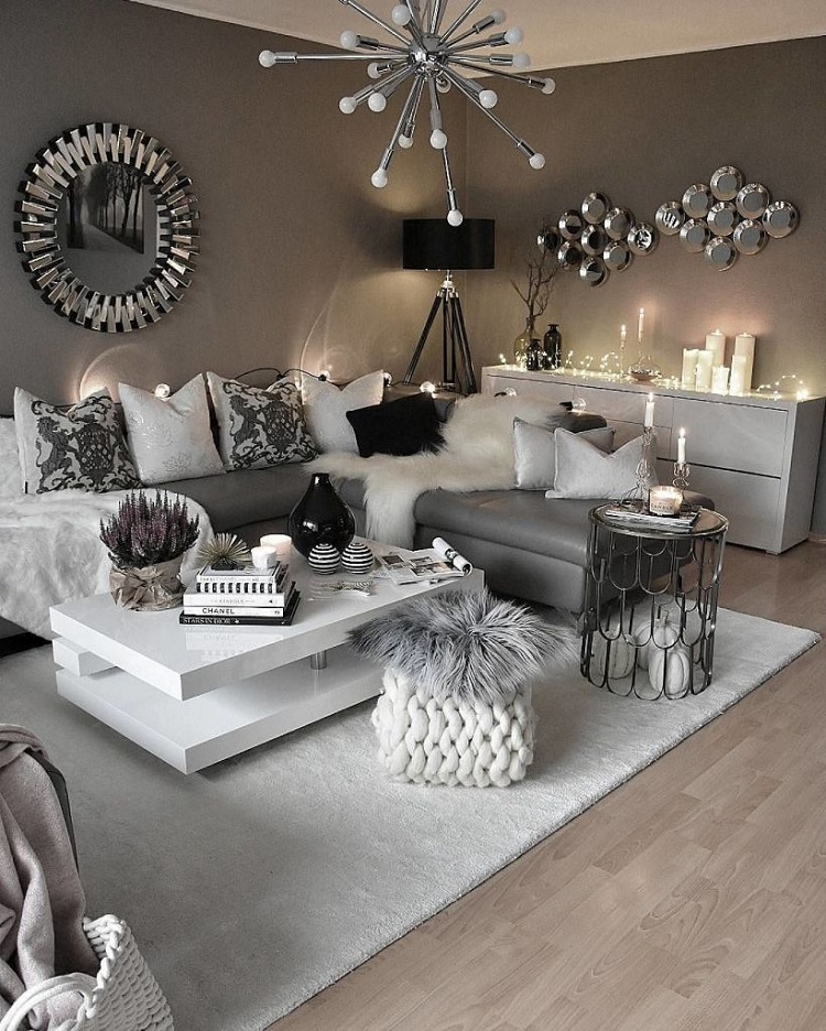 salon blanc et gris astuces comment aménager top idées décoration moderne 2018