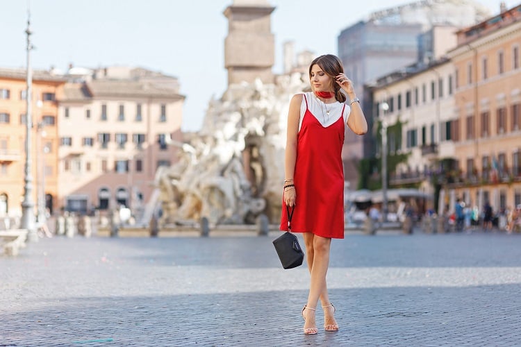 slip dress rouge satin tendance femme mode 2018 robe nuisette courte