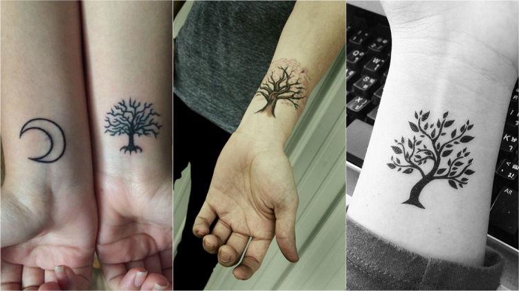 tatouage arbre de vie poignet- modèles en styles variés