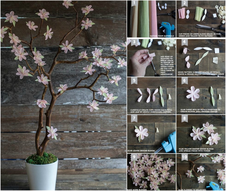 tuto déco printemps originale - faux bonsai fleuri en quelques étapes faciles