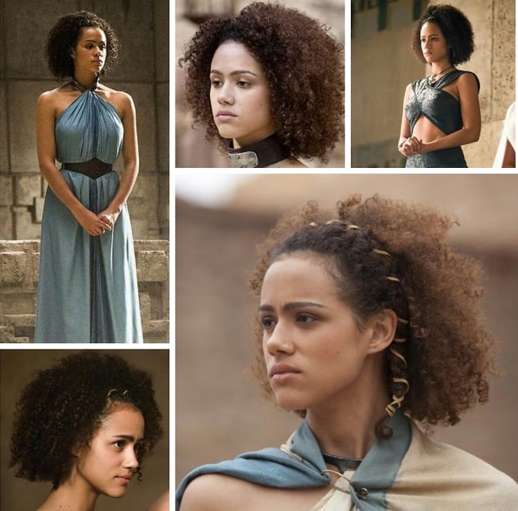 coiffure Game of Thrones cheveux afro coupe carré court accessoires cheveux