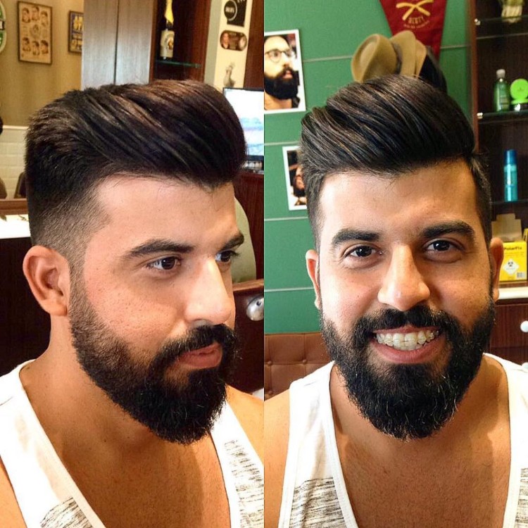 coiffure homme 2018 pompadour avec barbe