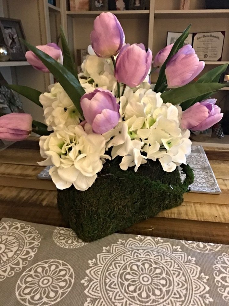 déco de table printemps tulipes mauves