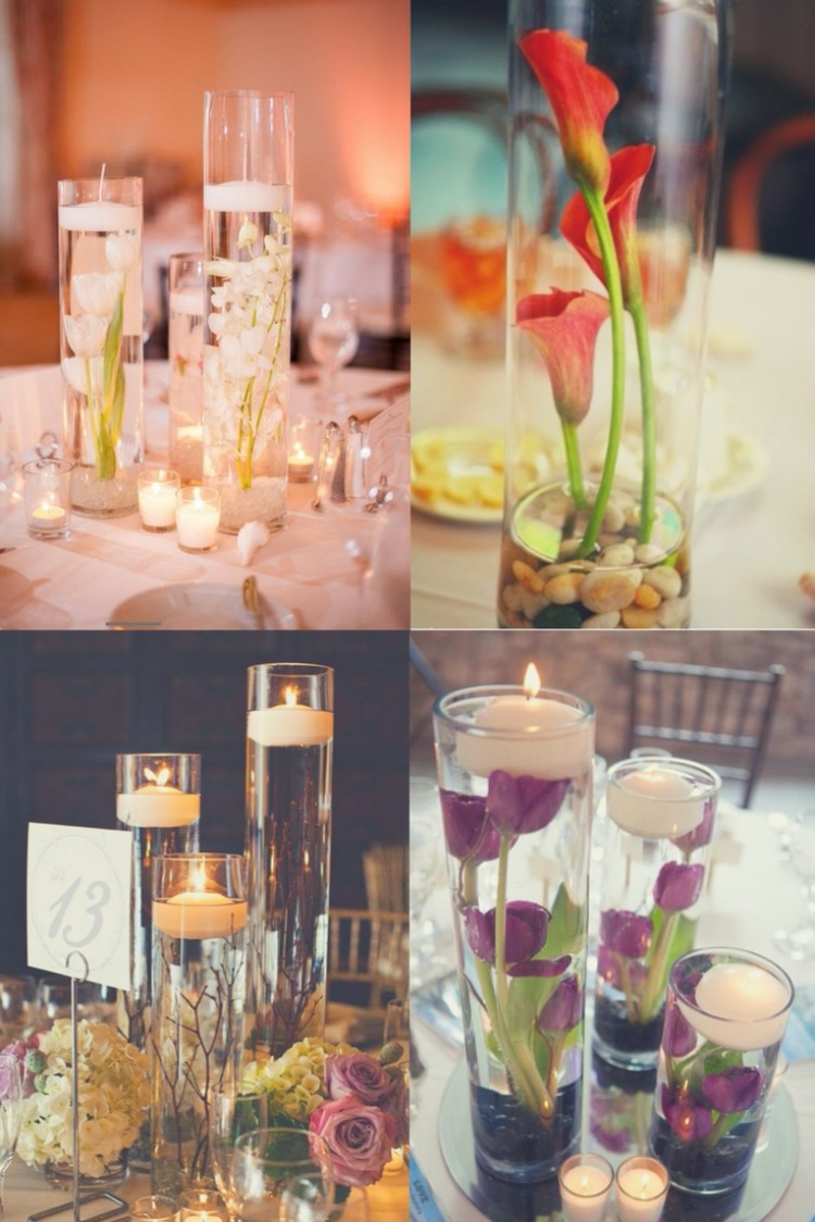 déco florale mariage printemps idées centre table originale fleurs bougies