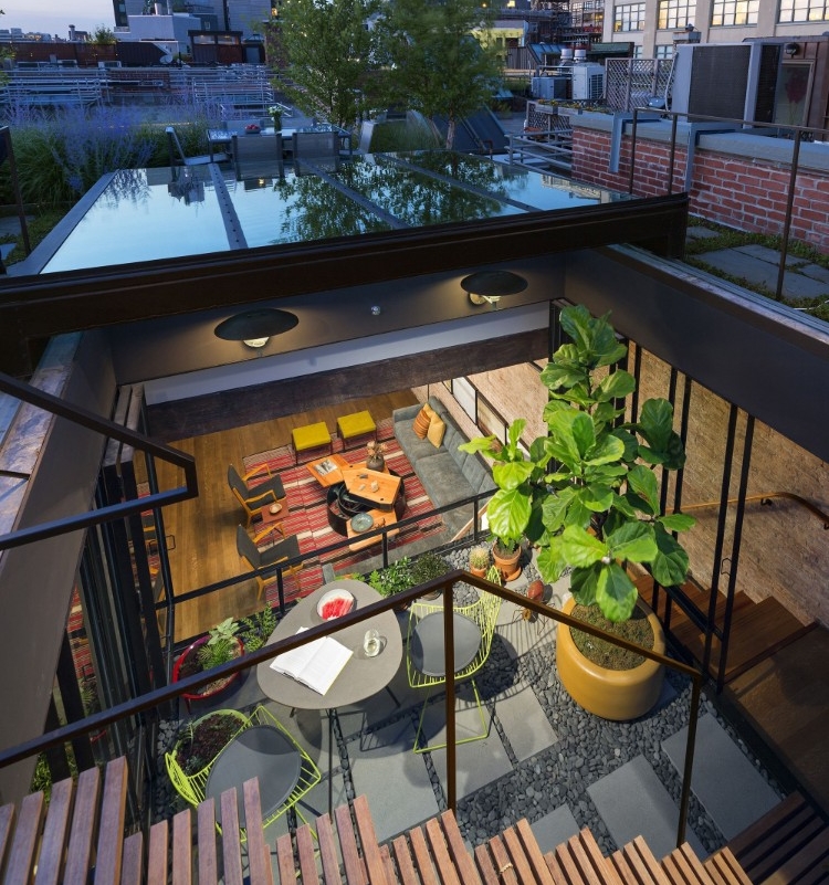 déco style industriel loft New york jardin intérieur moderne ambiance touche industrielle