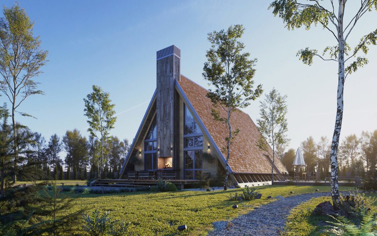 déco style nordique cabana bois forme triangulaire maison architecte signée BY Visuals