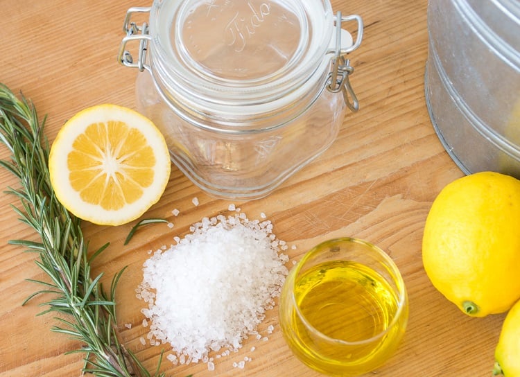 gommage de sel mer citron romarin idée DIY recette facile faite maison
