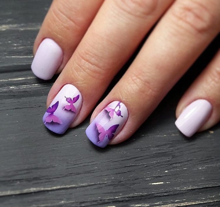 nail art été fleurs violettes