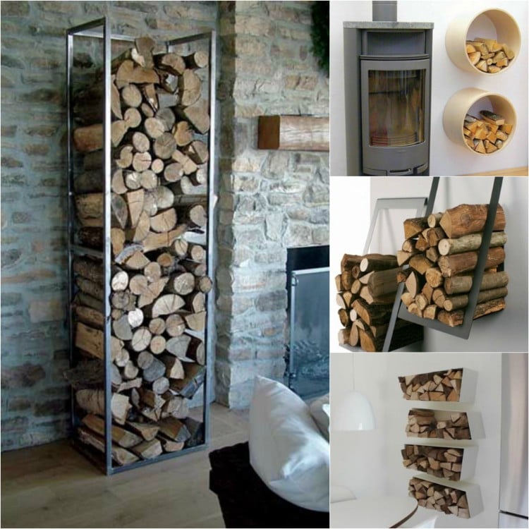 rangement bois de chauffage intérieur idées modernes