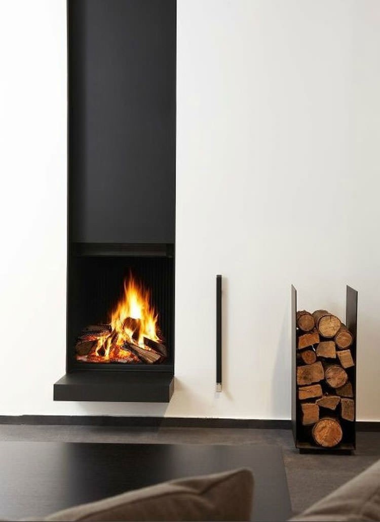 rangement bois de chauffage intérieur minimaliste