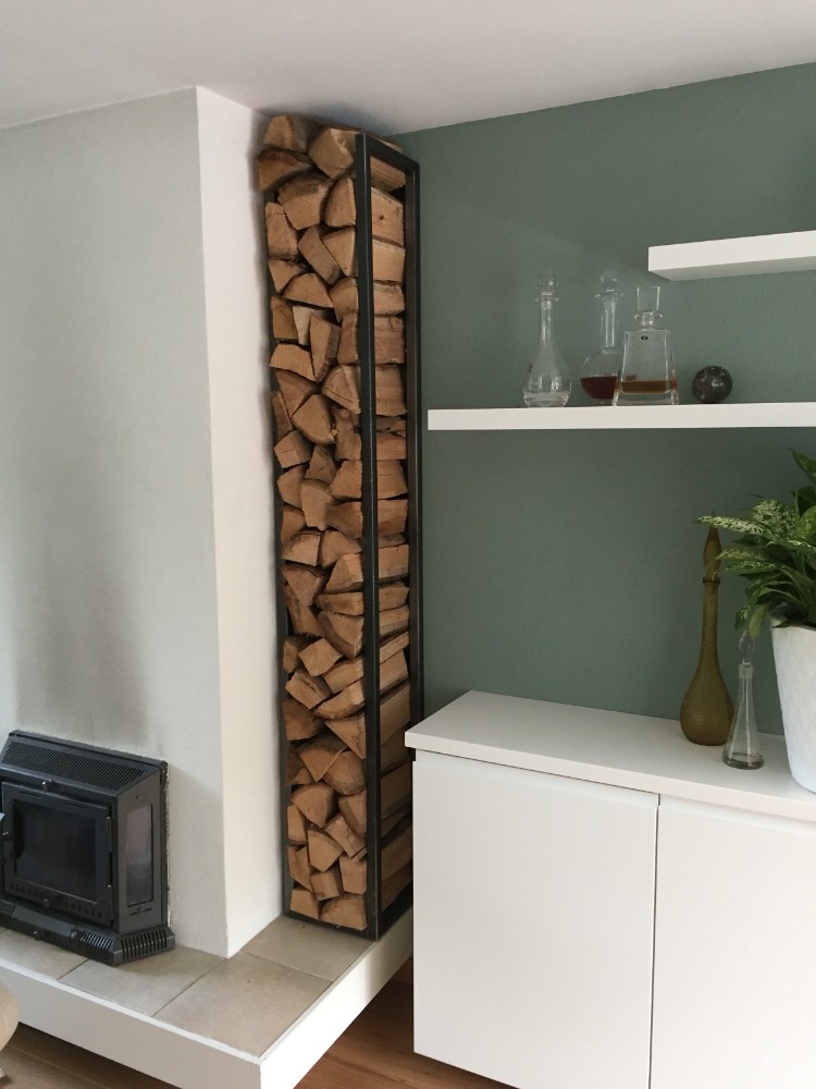 rangement bois de chauffage intérieur porte-bois moderne