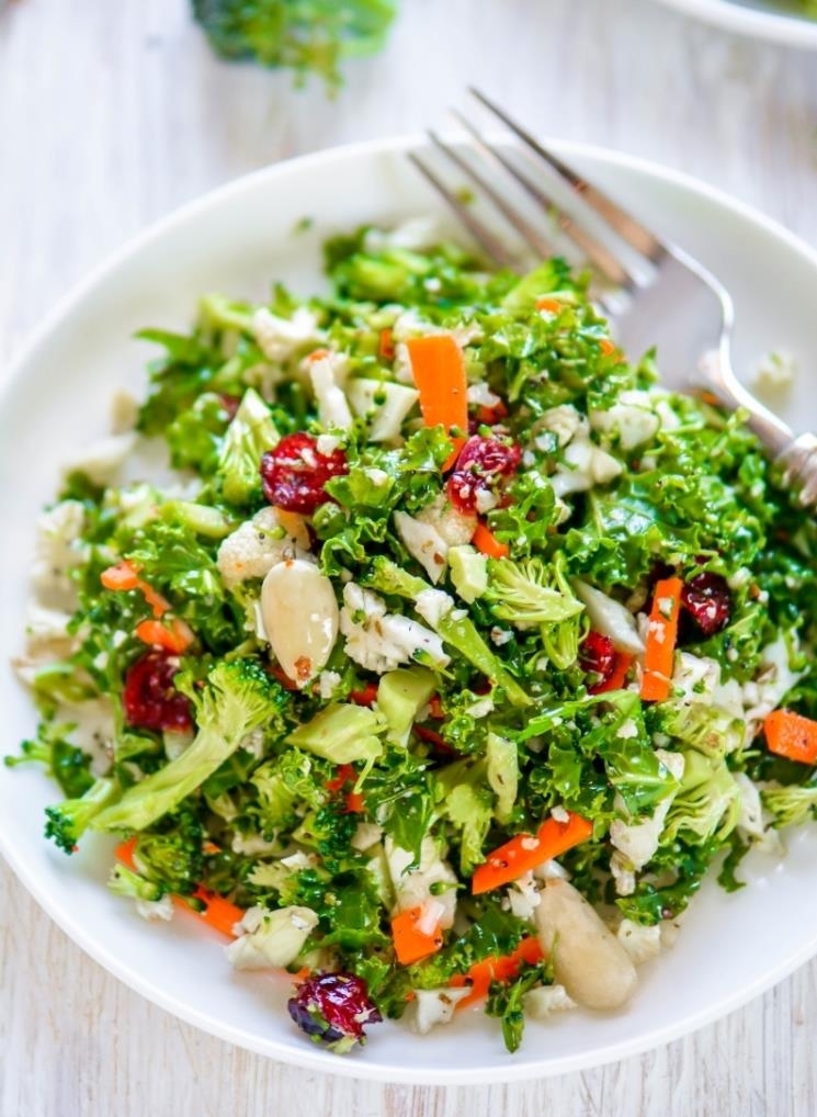 Spring Green Salad Recipe Broccoli Cauliflower Kale Carrots