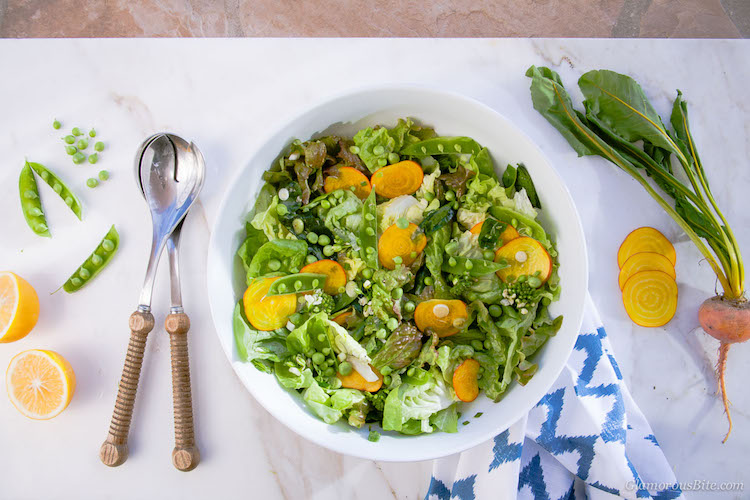 spring green salad recipe golden beet pea salad