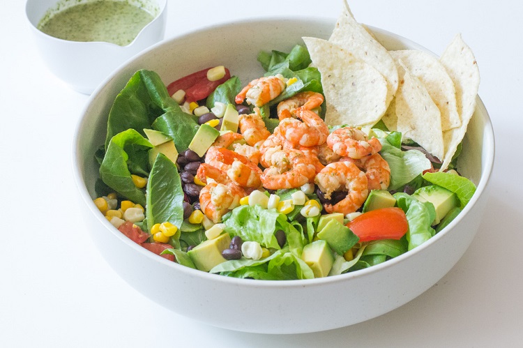 spring spring salad shrimp avocado seasonal vegetables healthy menu idea