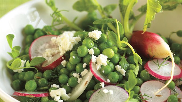 spring salad radish peas seasonal vegetables fresh simple recipe