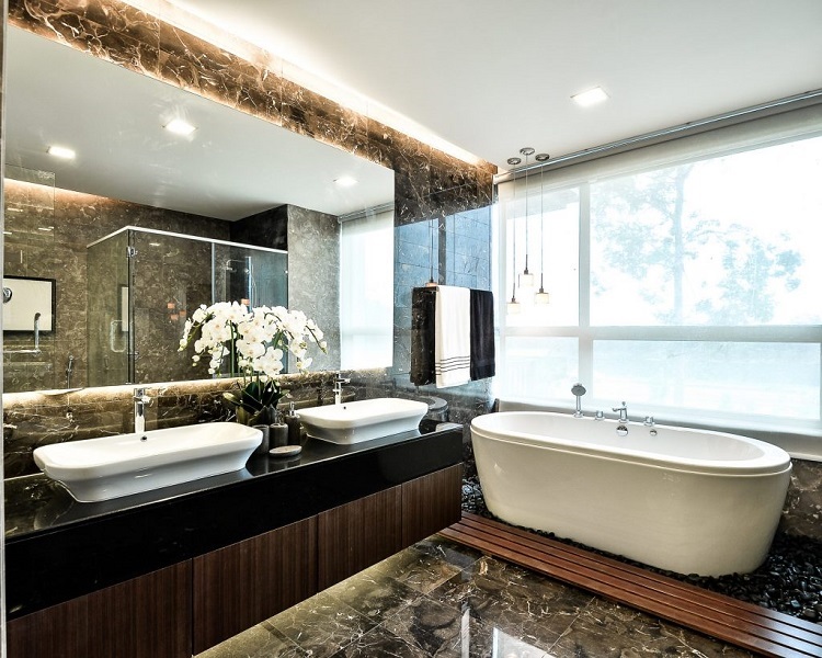 salle de bain en marbre moderne top idées modernes aménagement salle eau luxueuse