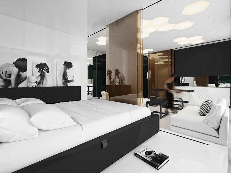 séparateur de pièce design panneau amovible coulissant appartement style minimaliste