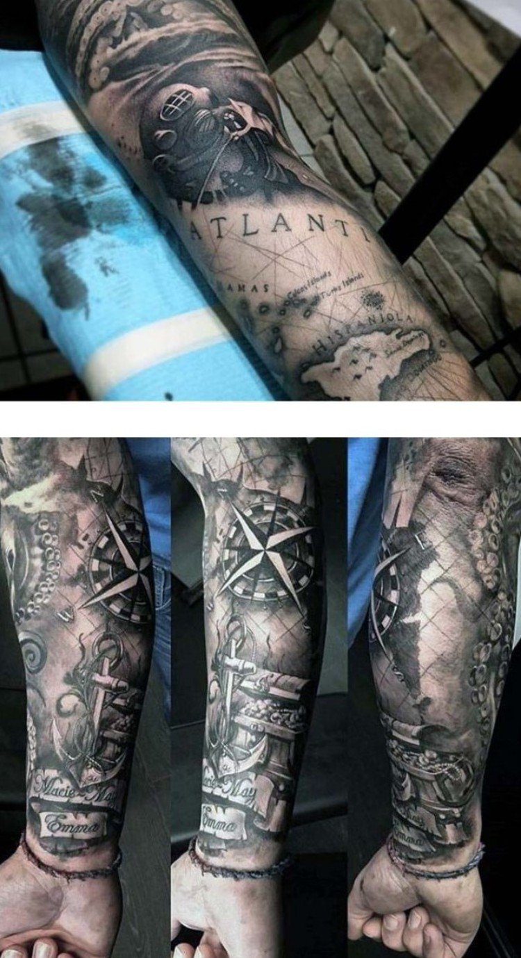 tatouage homme bras idée flambant neuve modèle manchette