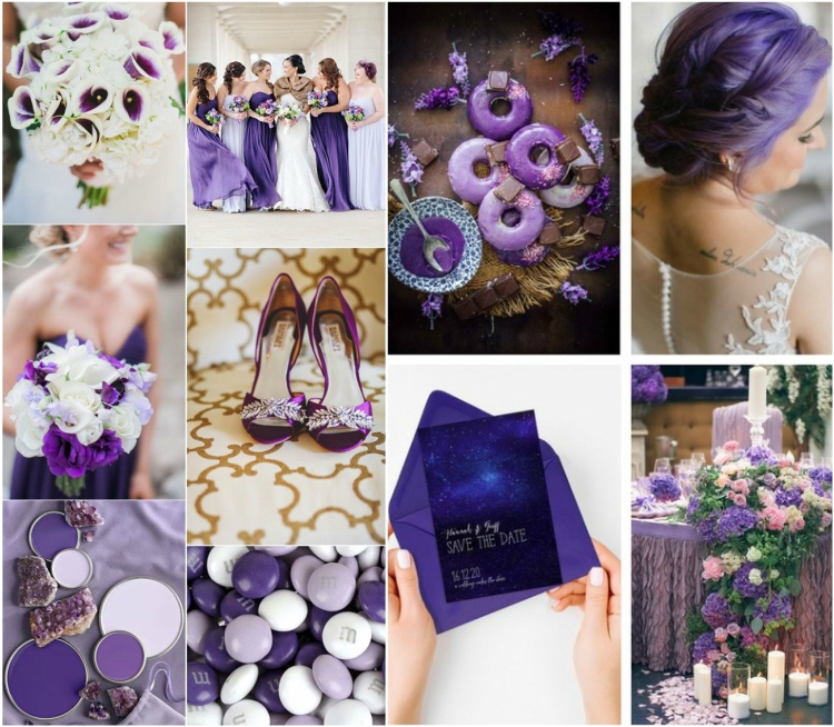 thème mariage 2018 inspiré de la couleur de l'année Panton ultra-violet