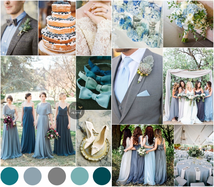 thème mariage 2018 esthétique - bleus-verts grisatres superbes
